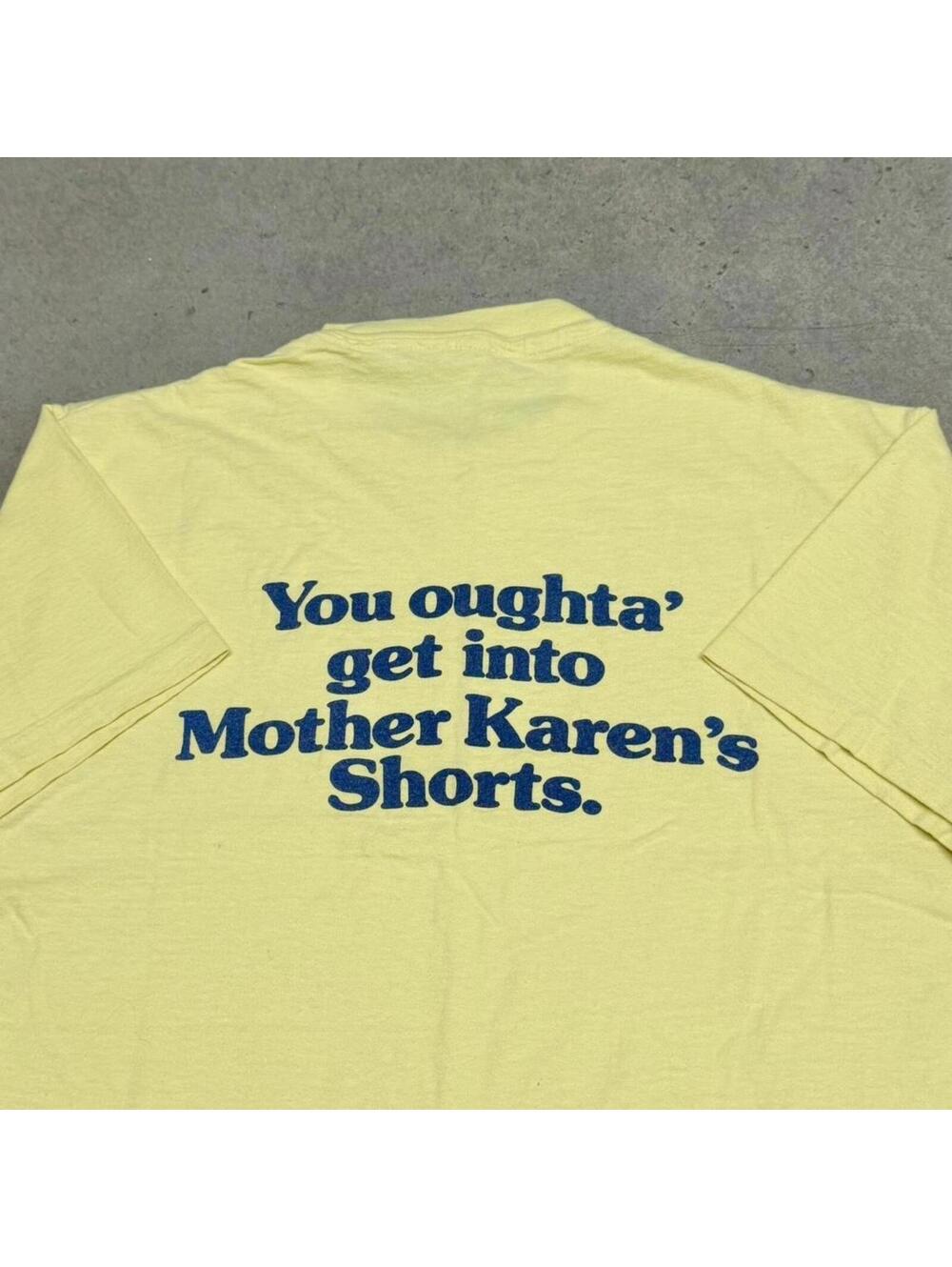 Vintage 70s Mother Karens T Shirt Mens Large Yellow Ski Utah Funny Hanes Beefy-T